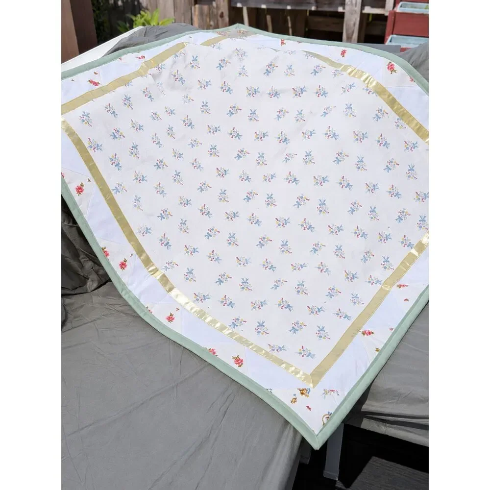 Patchwork Reversible Baby Quilt - 42 x 36 inches - Play Pad for Nursery